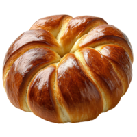 Freshly baked sweet bread with a glossy finish and an inviting swirl pattern in a warm kitchen environment isolated on transparent background png