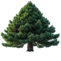 Majestic evergreen tree with lush foliage standing alone in a bright sunny environment isolated on transparent background png