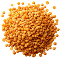 Yellow lentils spread across a white surface showcasing vibrant color and texture for culinary use isolated on transparent background png