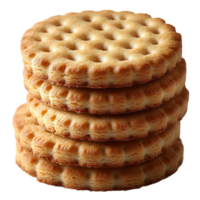 Delicious stack of golden round biscuits ready for sharing during afternoon tea or snacks isolated on transparent background png