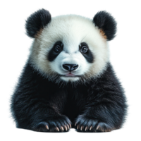 Cute panda cub sitting quietly, showcasing its playful nature in a serene setting isolated on transparent background png