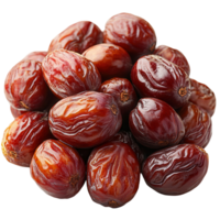 Freshly harvested dates piled together, showcasing their rich color and texture in a natural setting isolated on transparent background png