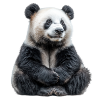 Cute giant panda sits calmly while enjoying its surroundings in a serene environment during daytime isolated on transparent background png
