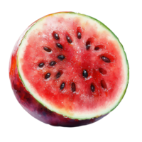 Brightly colored watermelon displaying juicy red flesh and black seeds, ideal for a summer picnic or refreshing snack on a hot day isolated on transparent background png