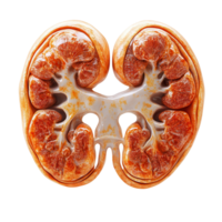 Detailed anatomical representation of human kidneys illustrating structure and functionality in a scientific context isolated on transparent background png