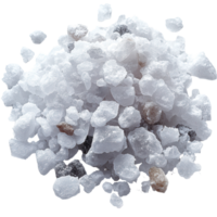 White sea salt crystals scattered on a clean surface highlighting their texture and mineral inclusions isolated on transparent background png