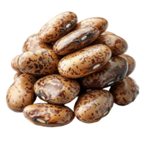 Pile of dried pinto beans showcasing unique speckled patterns and earthy tones in a natural display isolated on transparent background png