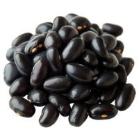 Black beans arranged in a pile, showcasing their glossy surface and rich color for culinary use isolated on transparent background png