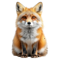 Captivating red fox with striking fur and curious expression in a natural setting isolated on transparent background png