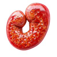 Unique red-shaped object resembling a kidney, crafted with shiny glaze and spotted texture, displayed on a plain background isolated on transparent background png