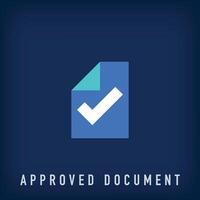 Simple approved document logo. Certificate document, verification company corporate logo template. vector