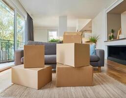 Transition in Progress Boxes in a Stylish Living Room Setting photo