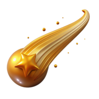 Golden Star Comet 3D Illustration png