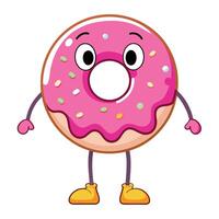 a cartoon donut character with arms and legs very funny vector
