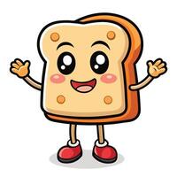 a cartoon slice of bread with arms up and a smile vector