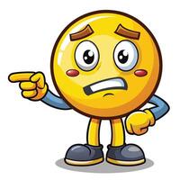 angry emoticon character pointing at something vector