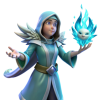 3D Render Ice Mage Fantasy Illustration png