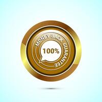 Money back guarantee icon design illustration. Money back guarantee badge and label. Gold color round button design vector