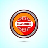 Money back guarantee icon design illustration. Money back guarantee badge and label. Orange shadow button design vector