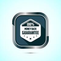 Money back guarantee icon design illustration. Money back guarantee badge and label. Gray shadow button design vector