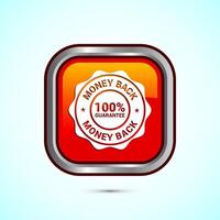 Money back guarantee icon design illustration. Money back guarantee badge and label. Orange color square button design vector