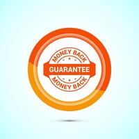 Money back guarantee icon design illustration. Money back guarantee badge and label. Orange color button design vector