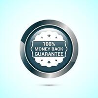 Money back guarantee icon design illustration. Money back guarantee badge and label. Gray color round button design vector