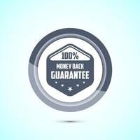 Money back guarantee icon design illustration. Money back guarantee badge and label. Gray color button design vector