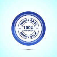 Money back guarantee icon design illustration. Money back guarantee badge and label. Blue color button design vector