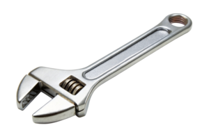 Professional adjustable wrench on a clean transparent background, featuring a durable metallic design and adjustable jaws, used in industrial work png