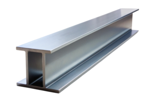 Steel I beam on transparent background showing its polished surface and structural features ideal for industrial and construction use png
