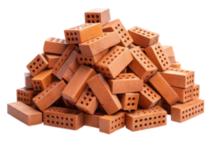 A pile of brick blocks with holes, displayed on a transparent background, symbolizing construction, architecture, and building projects png