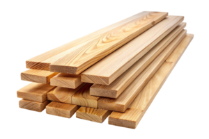Stacked pile of wooden planks on a transparent background, showcasing natural wood texture, ideal for construction and home improvement projects png