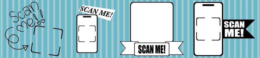 Set of QR code. Scan QR code icon. Qr code scan template for smartphone to pay. QR code for mobile apps. vector