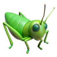 Realistic green grasshopper with detailed features in 3D png
