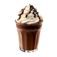 Refreshing chocolate milkshake in a glass with whipped cream png