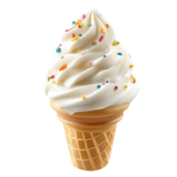Vanilla ice cream cone topped with colorful sprinkles png