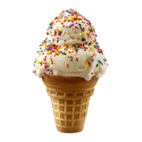Classic vanilla ice cream cone with sprinkles png