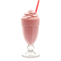Glass of pink ice cream with a straw in it png