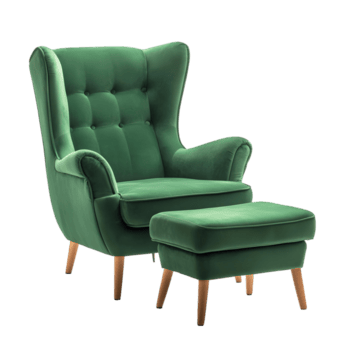 verde silla con un escabel es mostrado en un blanco antecedentes png