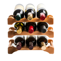 Three wooden racks holding six bottles of wine png