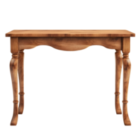 Wooden table with four legs and a curved top png