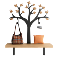 Bench with a tree hanging from it and a bag hanging from the tree png