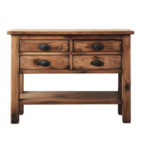 Wooden table with four drawers and a shelf png