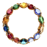 Round of Multi Colored Stones in Gold Chain png