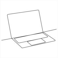 Continuous laptop single line drawing sketch outline style illustration vector