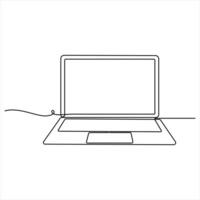 Continuous laptop single line drawing sketch illustration vector