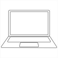 Laptop one line continuous single line art drawing outline design illustration vector