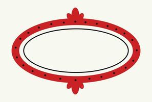 Hand-drawn, colorful sketch of a red frame. A red template. An elegant retro frame. Modern mirror design. Objects from an art gallery. Vintage frames decorated with lines and dots. A picture frame. vector