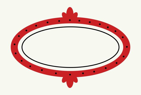 Hand-drawn, colorful sketch of a red frame. A red template. An elegant retro frame. Modern mirror design. Objects from an art gallery. Vintage frames decorated with lines and dots. A picture frame.